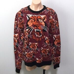Jake Austin Tiger Print Sweater Orange Black Zoo
